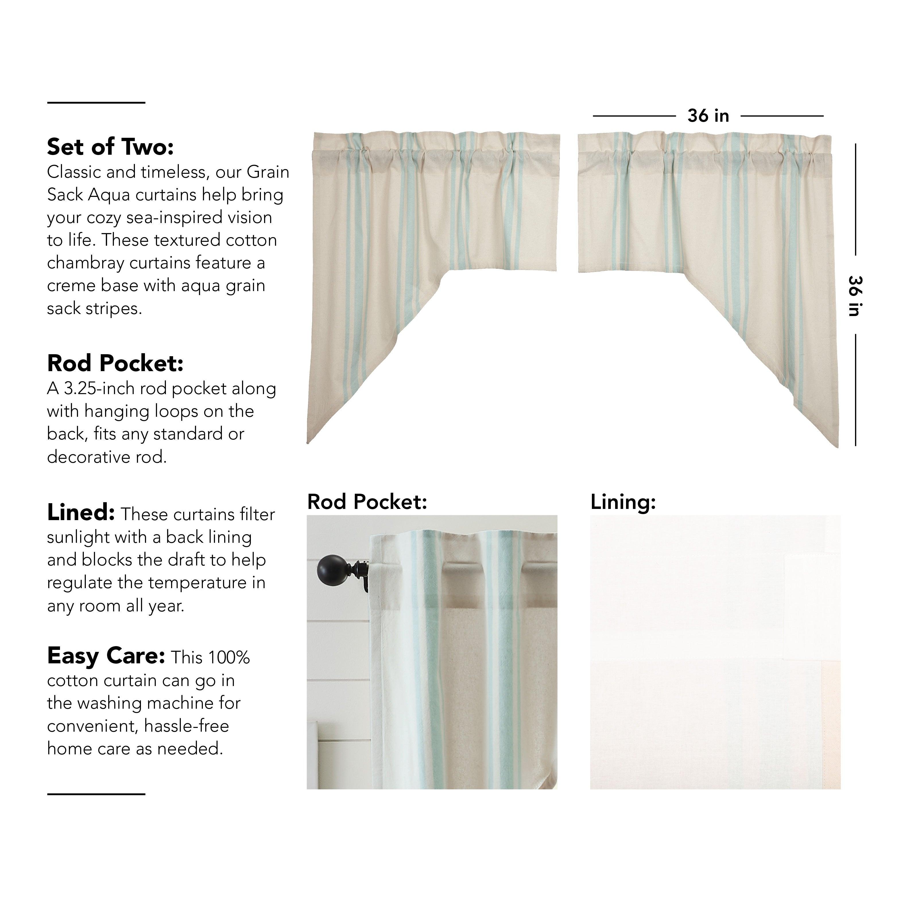 Grain Sack Aqua Swag Set of 2 36x36x16 VHC Brands - The Fox Decor