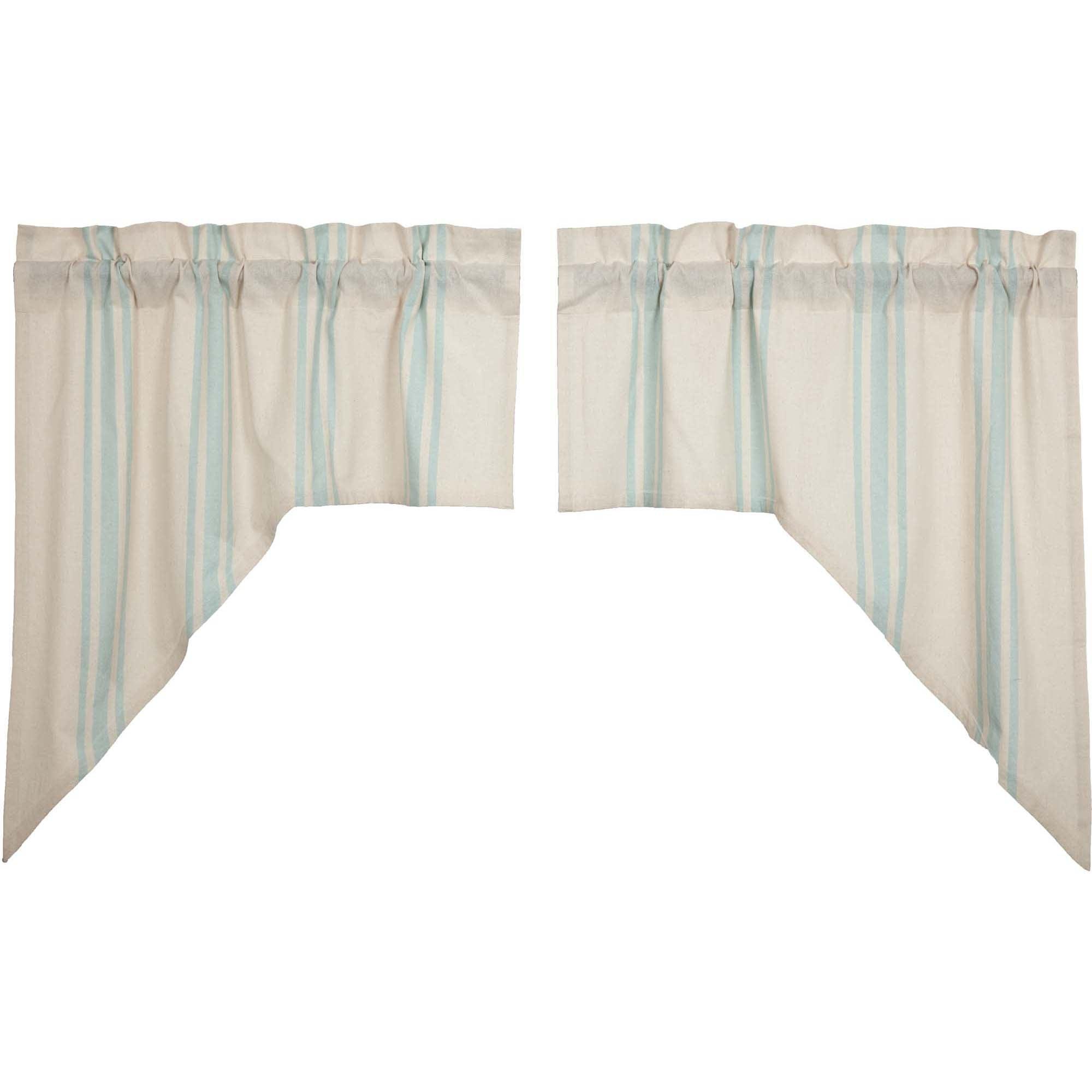 Grain Sack Aqua Swag Set of 2 36x36x16 VHC Brands - The Fox Decor