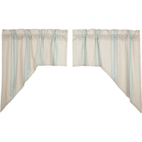 Grain Sack Aqua Swag Set of 2 36x36x16 VHC Brands - The Fox Decor