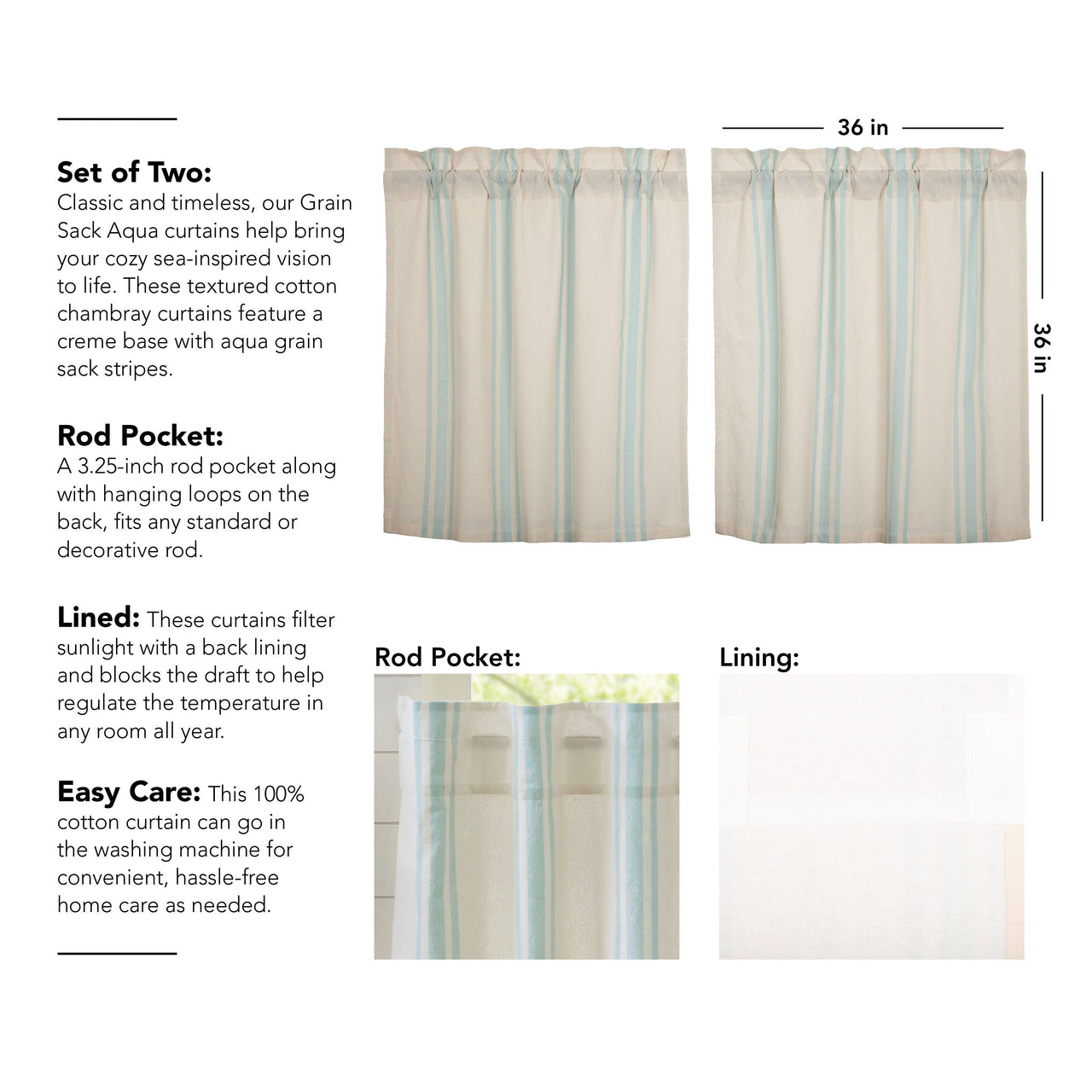 Grain Sack Aqua Tier Set of 2 L36xW36 VHC Brands - The Fox Decor