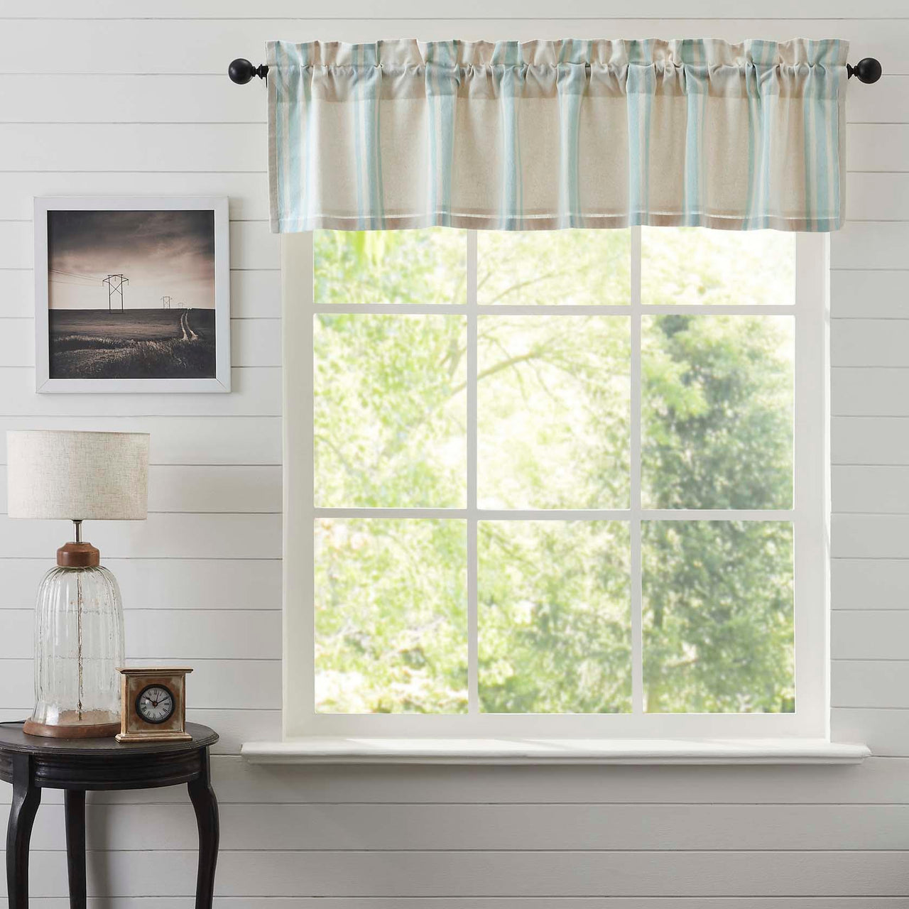 Grain Sack Aqua Valance 16x60 VHC Brands - The Fox Decor