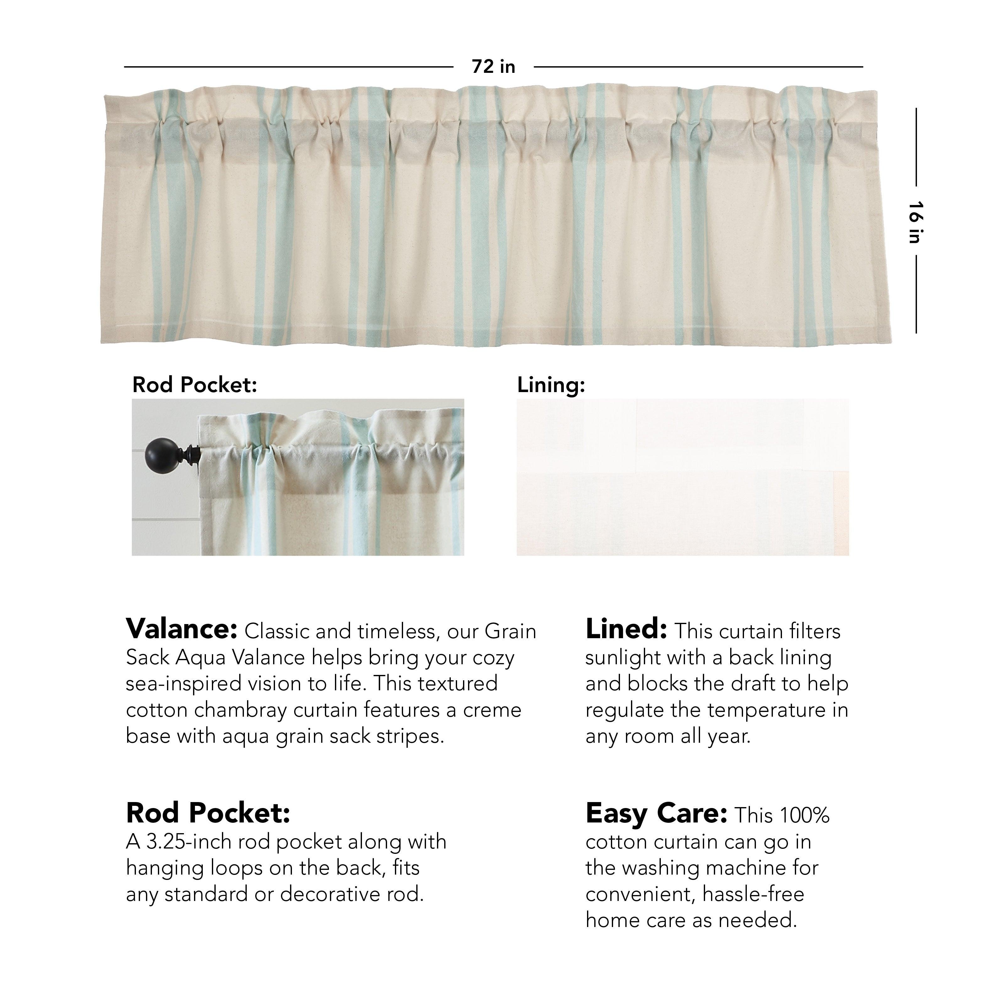 Grain Sack Aqua Valance 16x72 VHC Brands - The Fox Decor