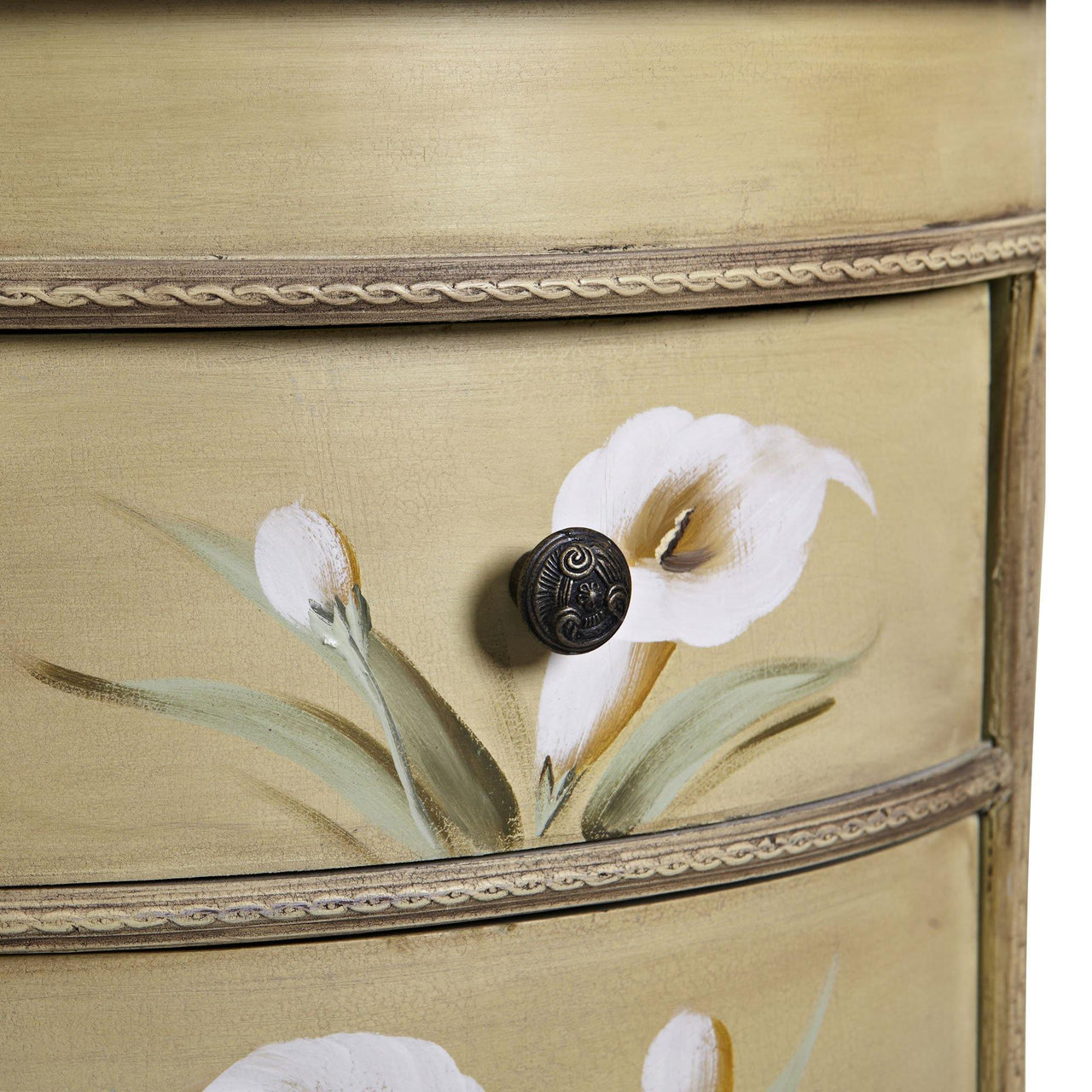 Antique Accessory Table W/Calla Lily Floral Art - The Fox Decor