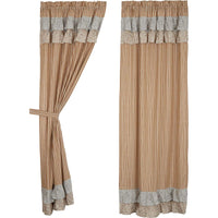 Kaila Ticking Gold Ruffled Panel Set of 2 84x40 VHC Brands - The Fox Decor
