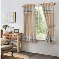 Kaila Ticking Gold Ruffled Short Panel Set of 2 63x36 VHC Brands - The Fox Decor
