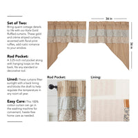 Thumbnail for Kaila Ticking Gold Ruffled Swag Set of 2 36x36x16 VHC Brands - The Fox Decor