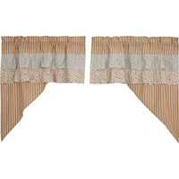 Thumbnail for Kaila Ticking Gold Ruffled Swag Set of 2 36x36x16 VHC Brands - The Fox Decor