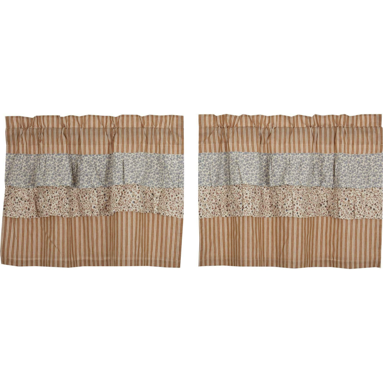 Kaila Ticking Gold Ruffled Tier Set of 2 L24xW36 VHC Brands - The Fox Decor