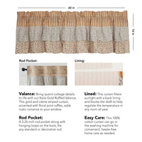 Thumbnail for Kaila Ticking Gold Ruffled Valance 16x60 VHC Brands