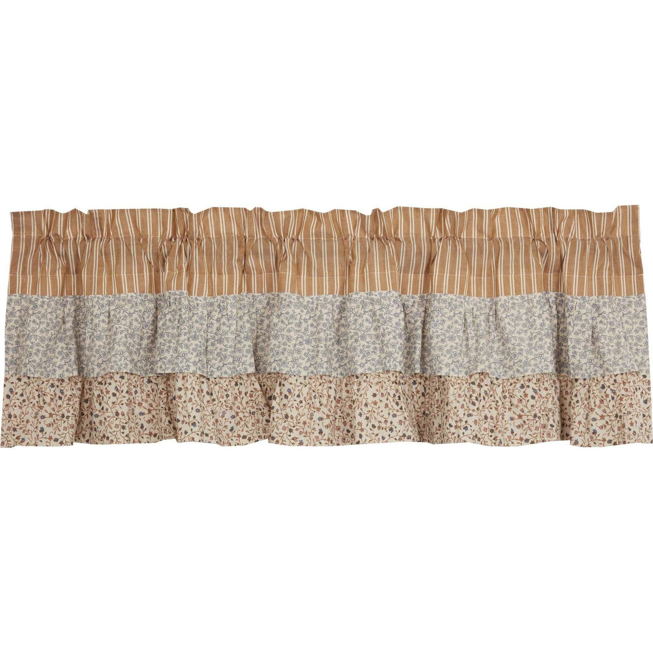 Kaila Ticking Gold Ruffled Valance 16x60 VHC Brands - The Fox Decor