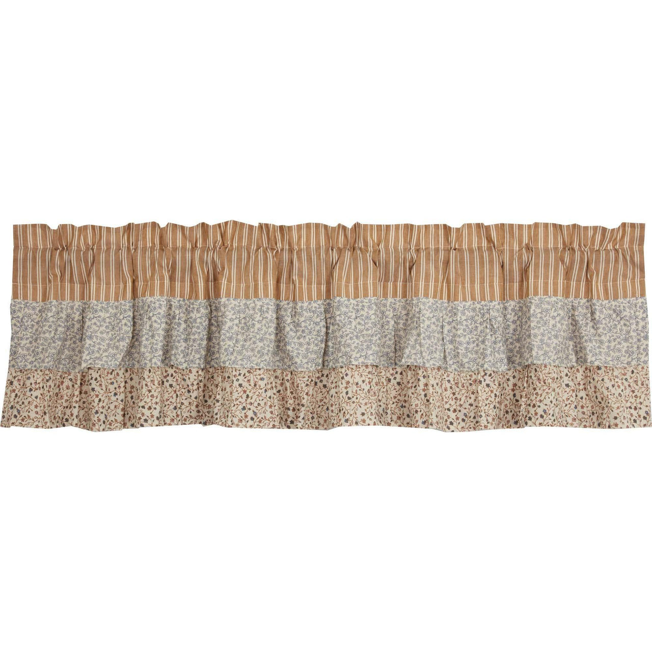 Kaila Ticking Gold Ruffled Valance 16x72 VHC Brands