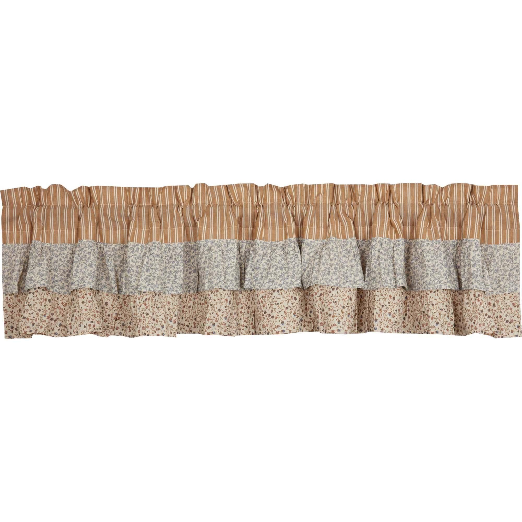 Kaila Ticking Gold Ruffled Valance 16x90 VHC Brands - The Fox Decor
