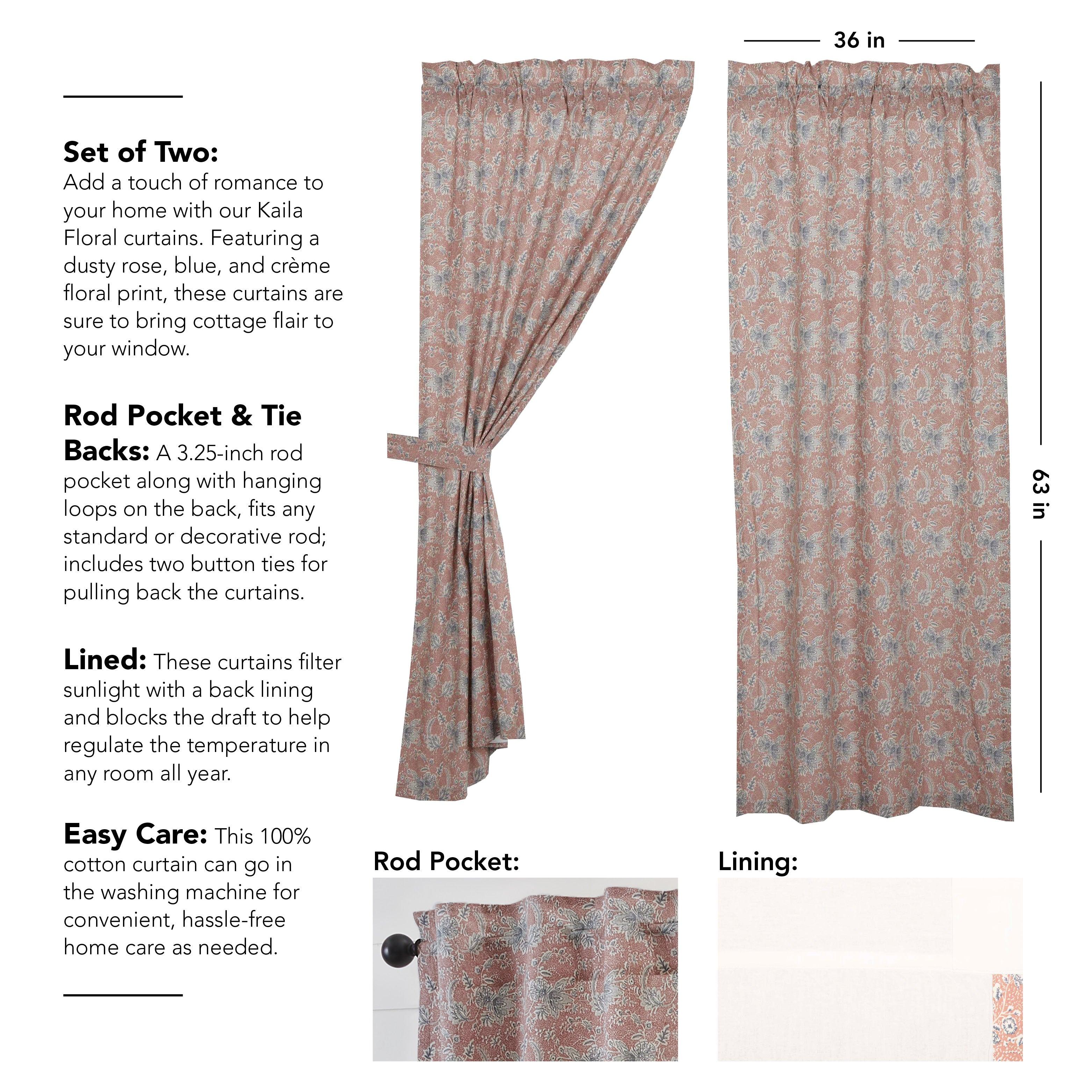 Kaila Floral Short Panel Set of 2 63x36 VHC Brands - The Fox Decor