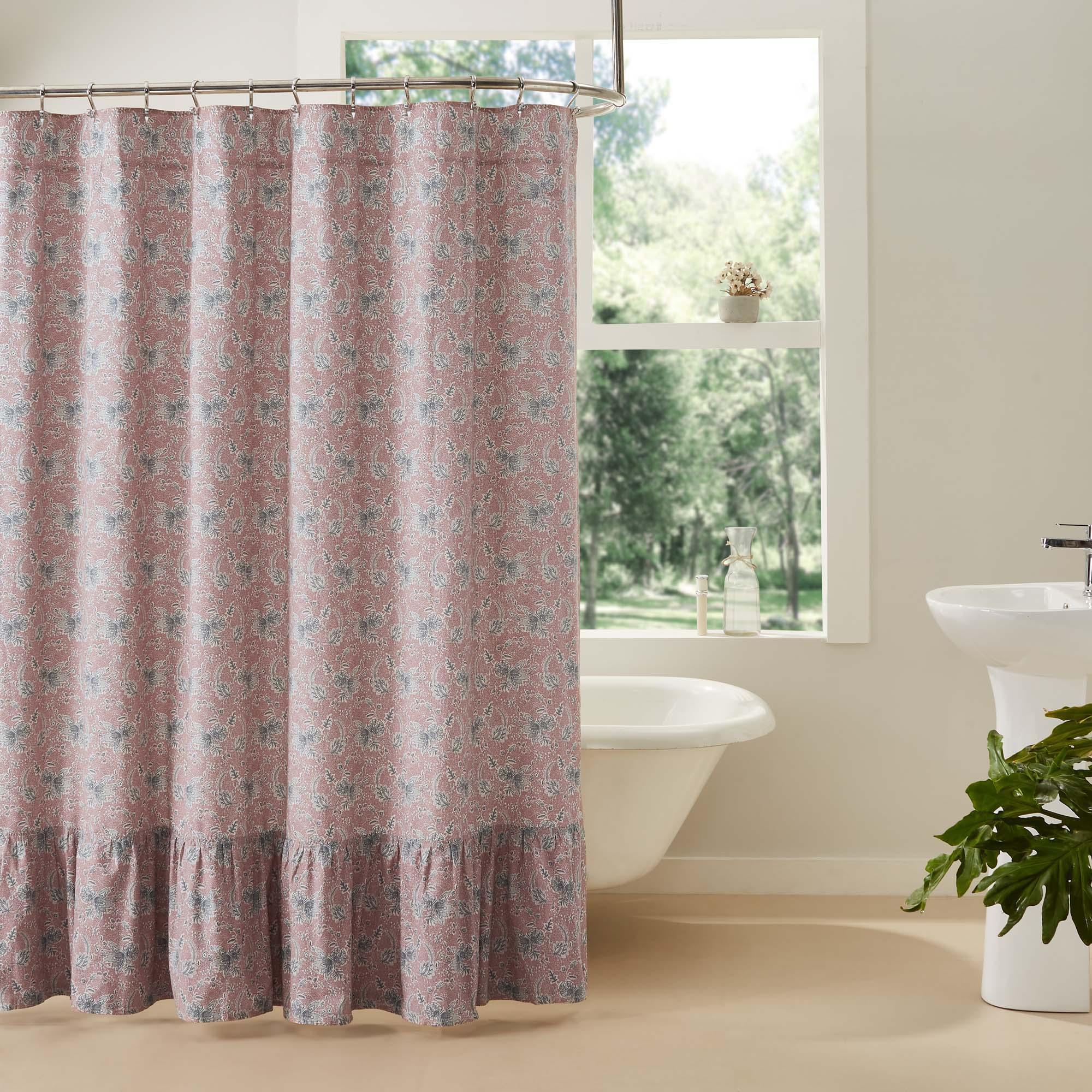 Kaila Floral Ruffled Shower Curtain 72x72 VHC Brands - The Fox Decor