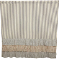 Thumbnail for Kaila Ticking Stripe Ruffled Shower Curtain 72x72 VHC Brands - The Fox Decor