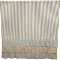 Thumbnail for Kaila Ticking Stripe Ruffled Shower Curtain 72x72 VHC Brands