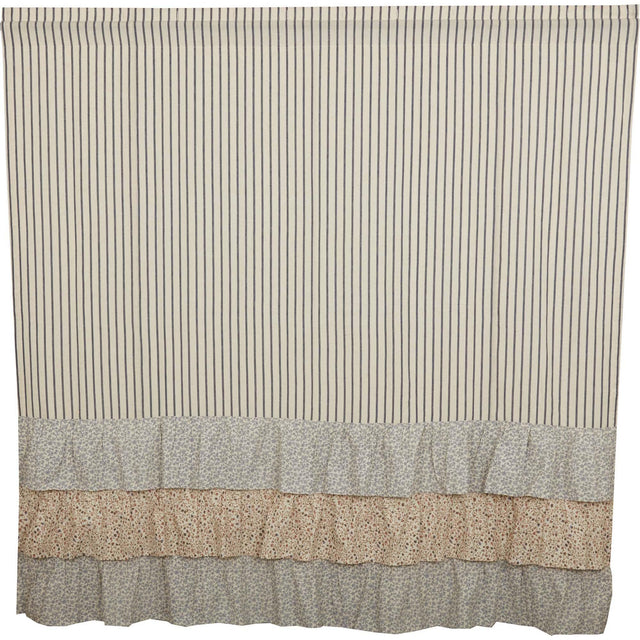 Kaila Ticking Stripe Ruffled Shower Curtain 72x72 VHC Brands - The Fox Decor