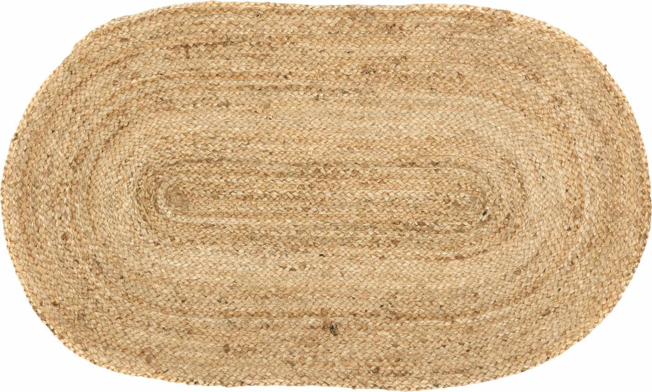 Natural Jute Braided Rug Oval 27"x48" with Rug Pad VHC Brands - The Fox Decor