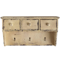 Thumbnail for Distressed Wooden Shelf With Drawers And Hooks - The Fox Decor