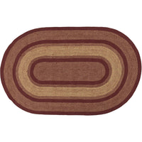 Thumbnail for Burgundy Red Primitive Jute Braided Rug Oval 5'x8' with Rug Pad VHC Brands - The Fox Decor
