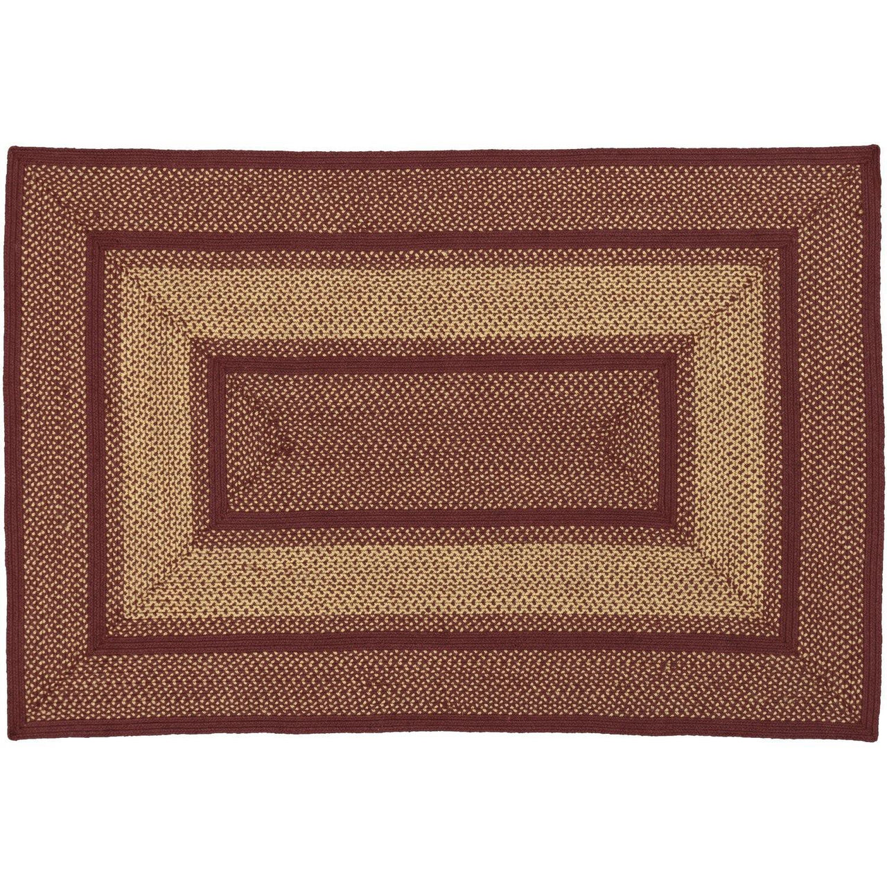 Burgundy Red Primitive Jute Braided Rug Rect 4x'6' with Rug Pad VHC Brands - The Fox Decor