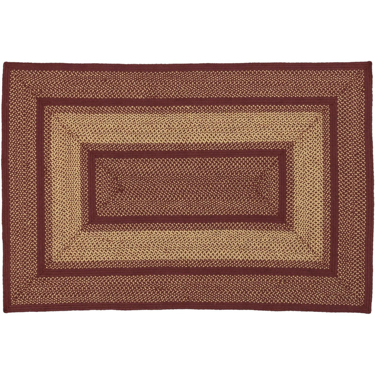 Burgundy Red Primitive Jute Braided Rug Rect 4x'6' with Rug Pad VHC Brands - The Fox Decor