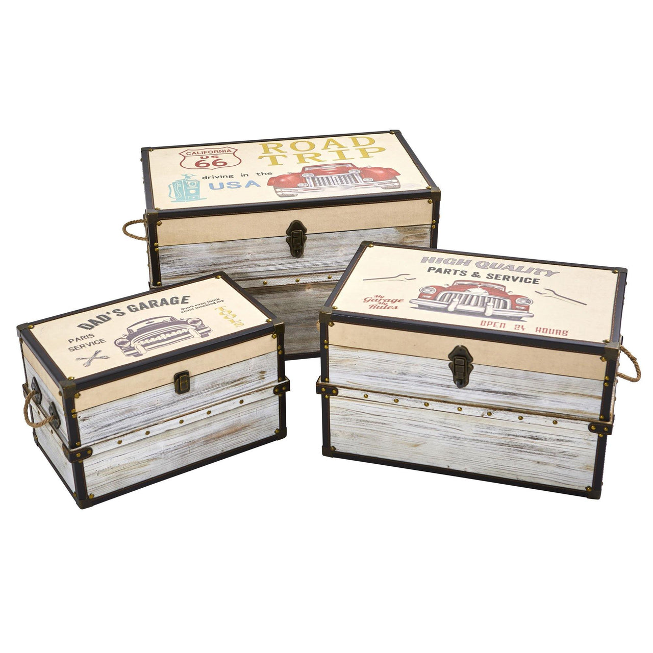 Classic Car Collection Trunk And Storage Boxes (Set Of 3) - The Fox Decor