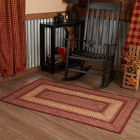 Thumbnail for Burgundy Red Primitive Jute Braided Rug Rect 3'x5' with Rug Pad VHC Brands - The Fox Decor