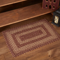 Thumbnail for Burgundy Tan Jute Rug Jute Braided Rug Rect 20