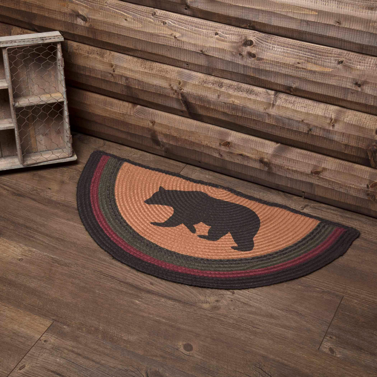 Wyatt Stenciled Bear Jute Braided Rug Half Circle 16.5"x33" with Rug Pad VHC Brands - The Fox Decor