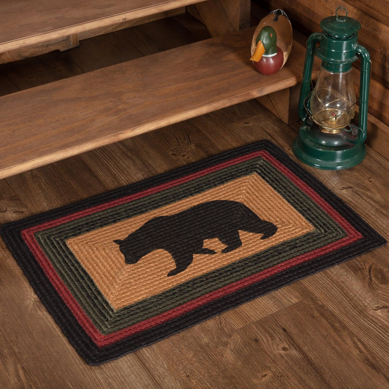 Wyatt Stenciled Bear Jute Braided Rug Rect w/ Pad 20"x30" VHC Brands - The Fox Decor