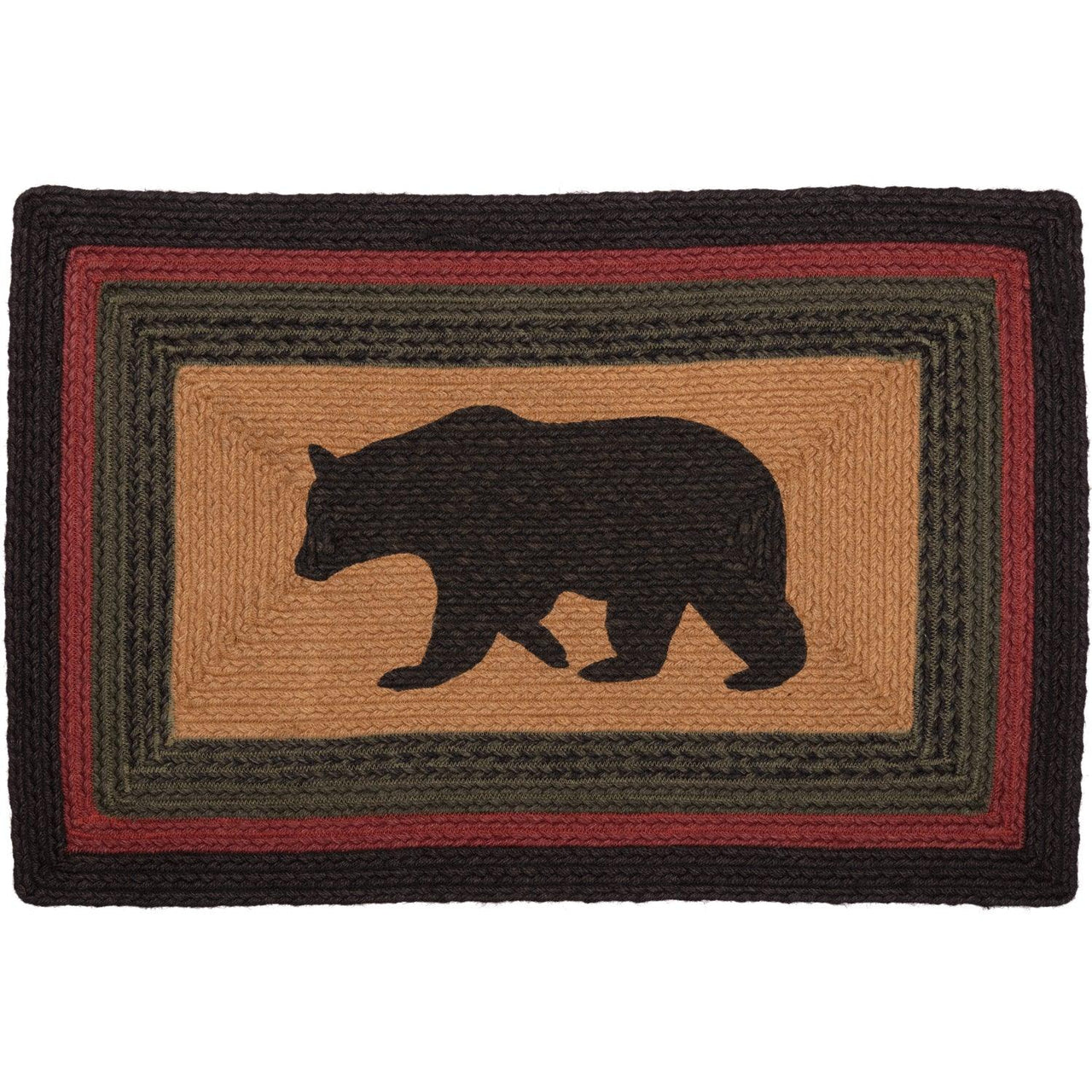 Wyatt Stenciled Bear Jute Braided Rug Rect w/ Pad 20"x30" VHC Brands - The Fox Decor