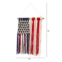 Thumbnail for 14” x 18” Handmade American Flag “Americana” Macrame Wall Hanging Art Decor