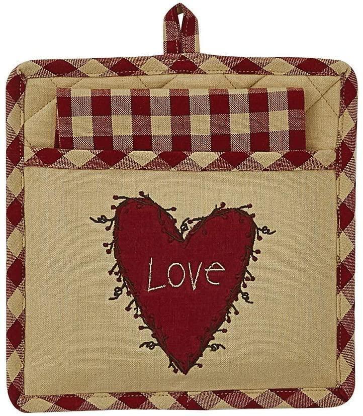 Heart and Vine Applique Pocket Potholder Set Park Designs - The Fox Decor