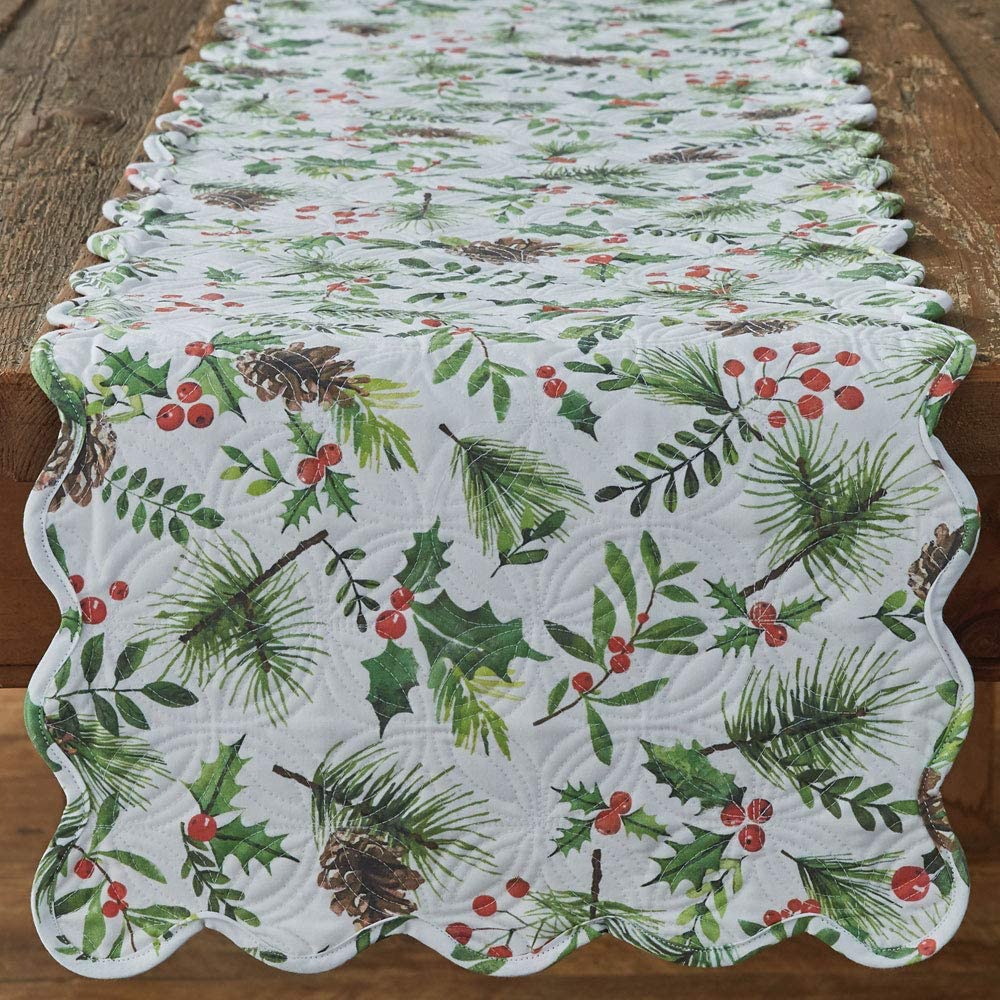 2/Set Holiday Woodland Table Runner Quilted - 72" L