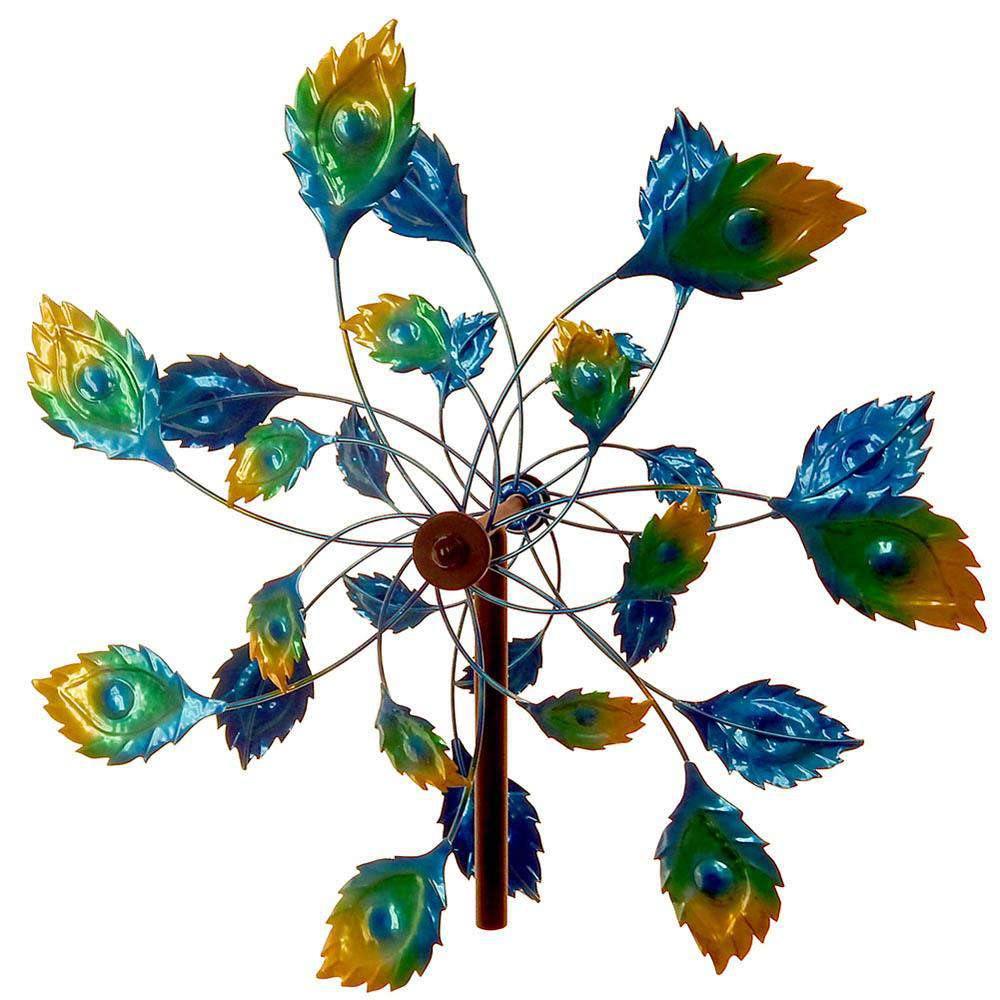 75" Peacock Tail Windmill Garden Stake
