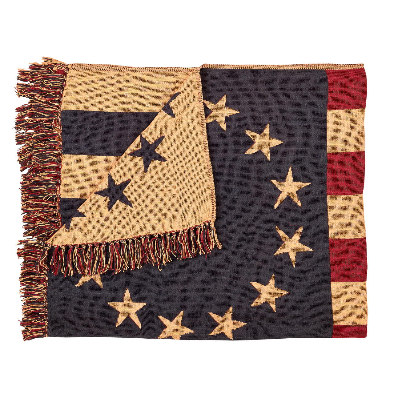 Old Glory Patriotic American Flag Woven Throw 60" x 50" VHC Brands - The Fox Decor