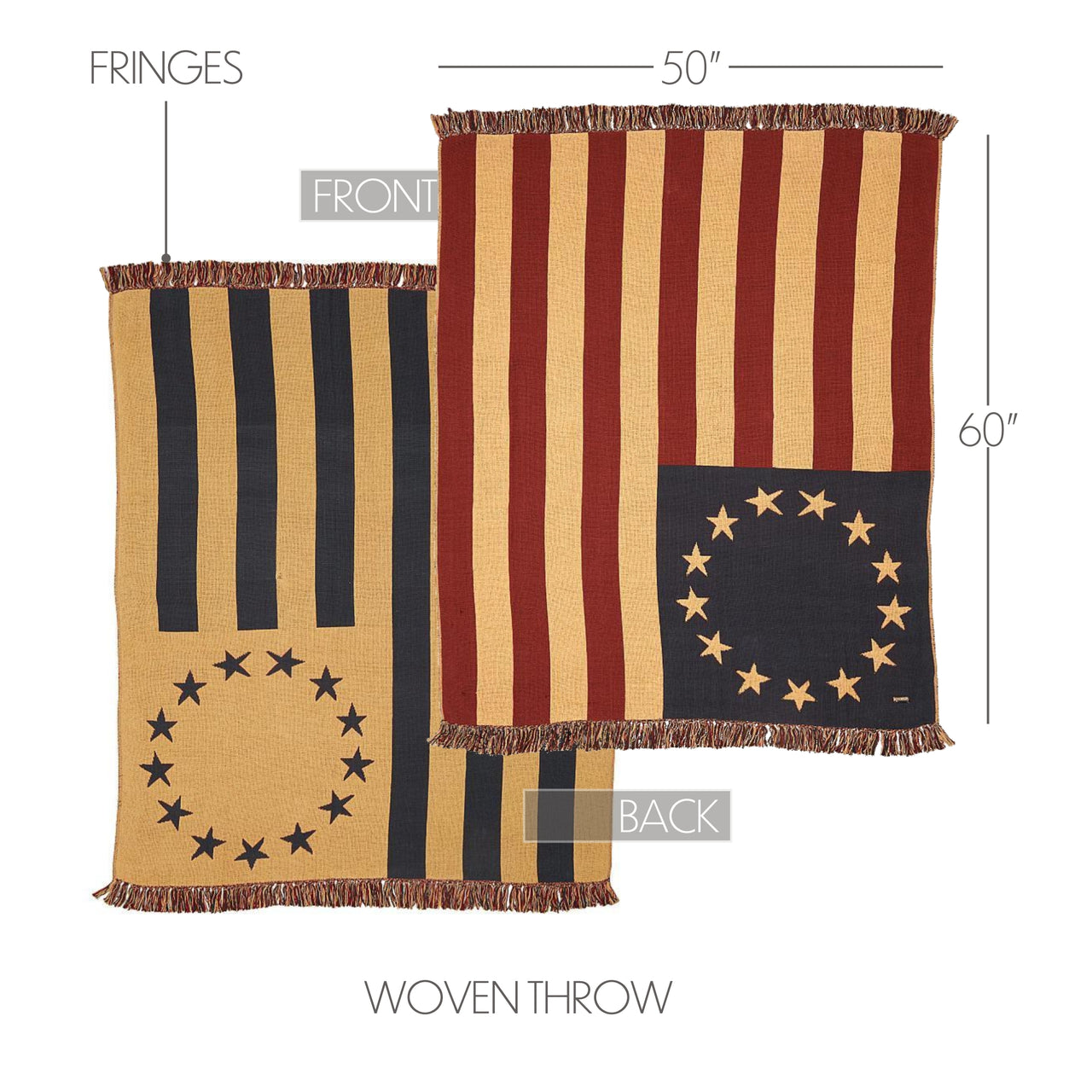 Old Glory Patriotic American Flag Woven Throw 60" x 50" VHC Brands - The Fox Decor