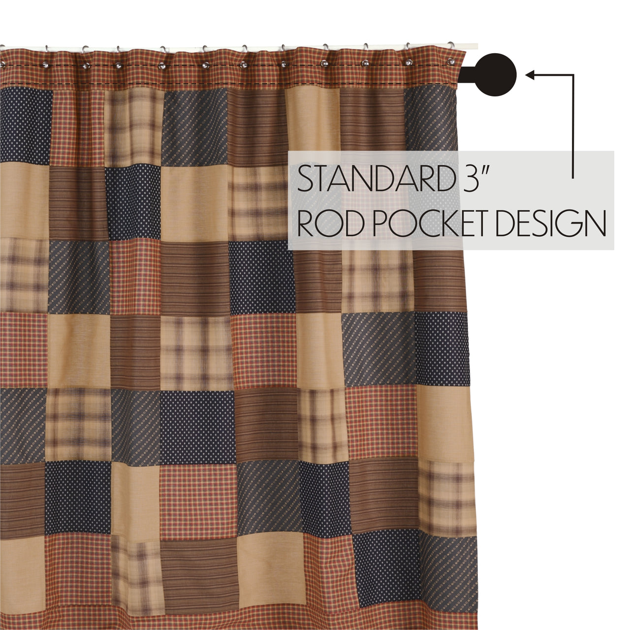 Patriotic Patch Shower Curtain 72"x72" - The Fox Decor