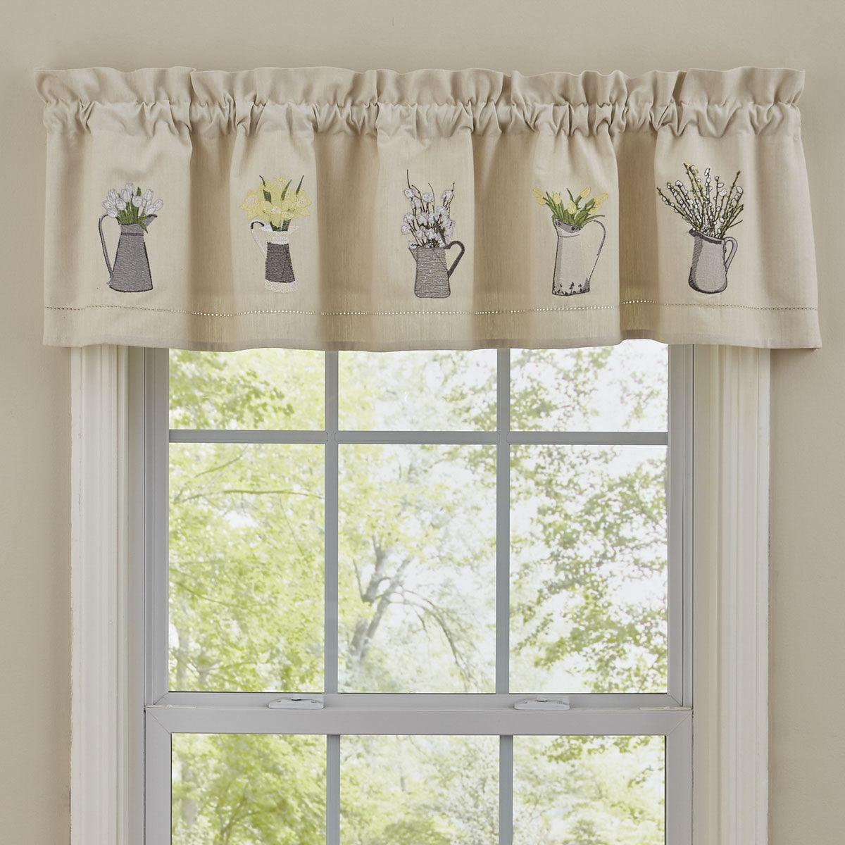 Pitcher with Flowers Embroidered Lined Valance 60'' x 14'' Park Designs - The Fox Decor