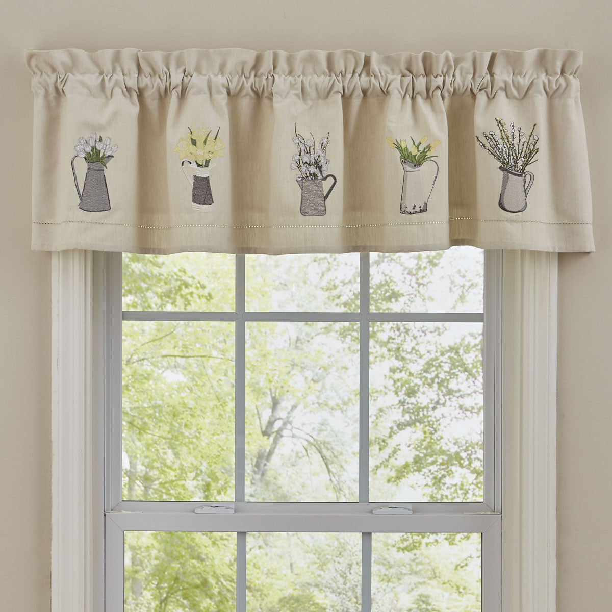 Pitcher with Flowers Embroidered Lined Valance 60'' x 14'' Park Designs