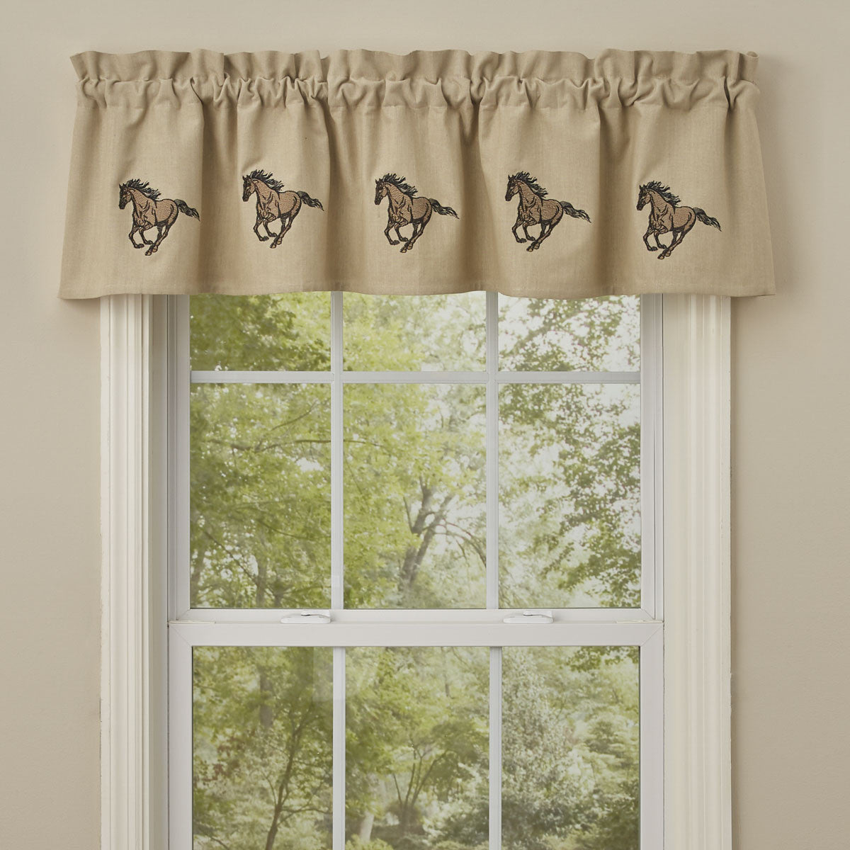 Horse Embroidered Lined Valance, 60" X 14" Park Designs