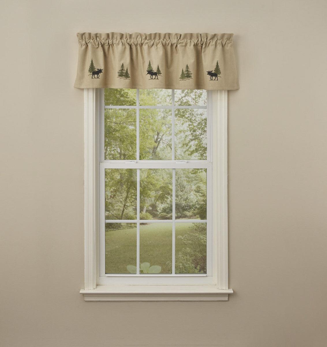Moose Forest Lined Embroidered Valance Park Designs - The Fox Decor