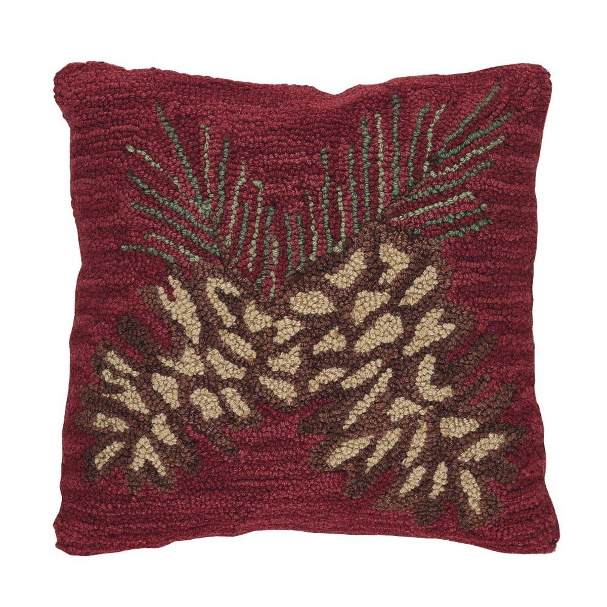 Pinecone Hooked Pillow Polyester Fill 18"x18" - Park Designs