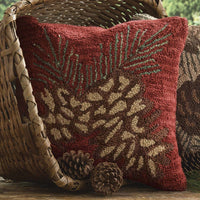 Thumbnail for Pinecone Hooked Pillow Down Feather Fill 18