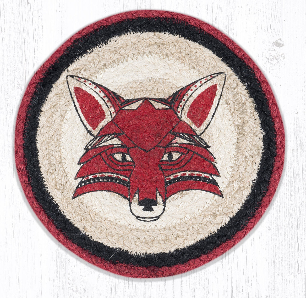 Fox Totem Design 10" Round Hand Stenciled Trivet