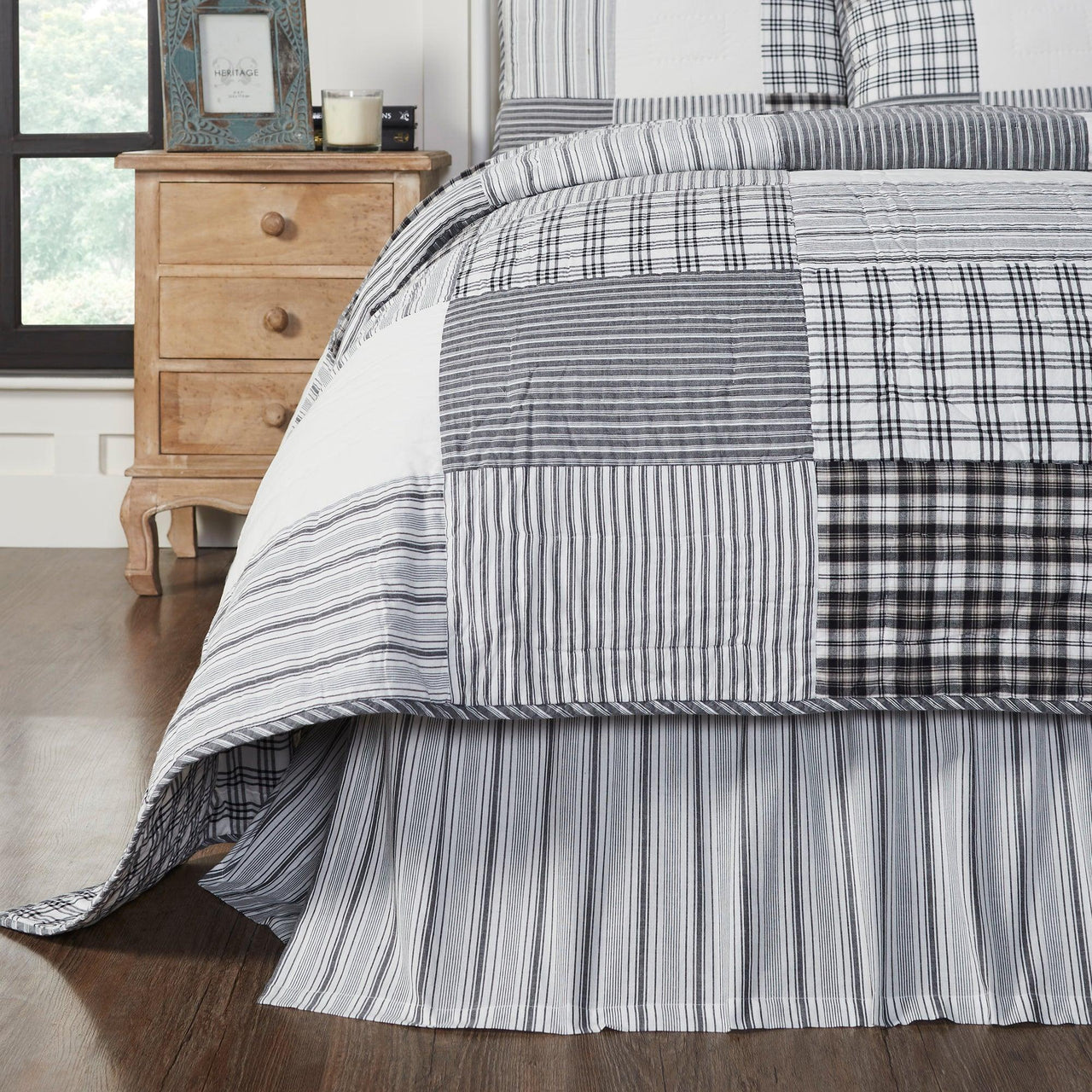 Sawyer Mill Black Queen Bed Skirt 60x80x16 VHC Brands - The Fox Decor