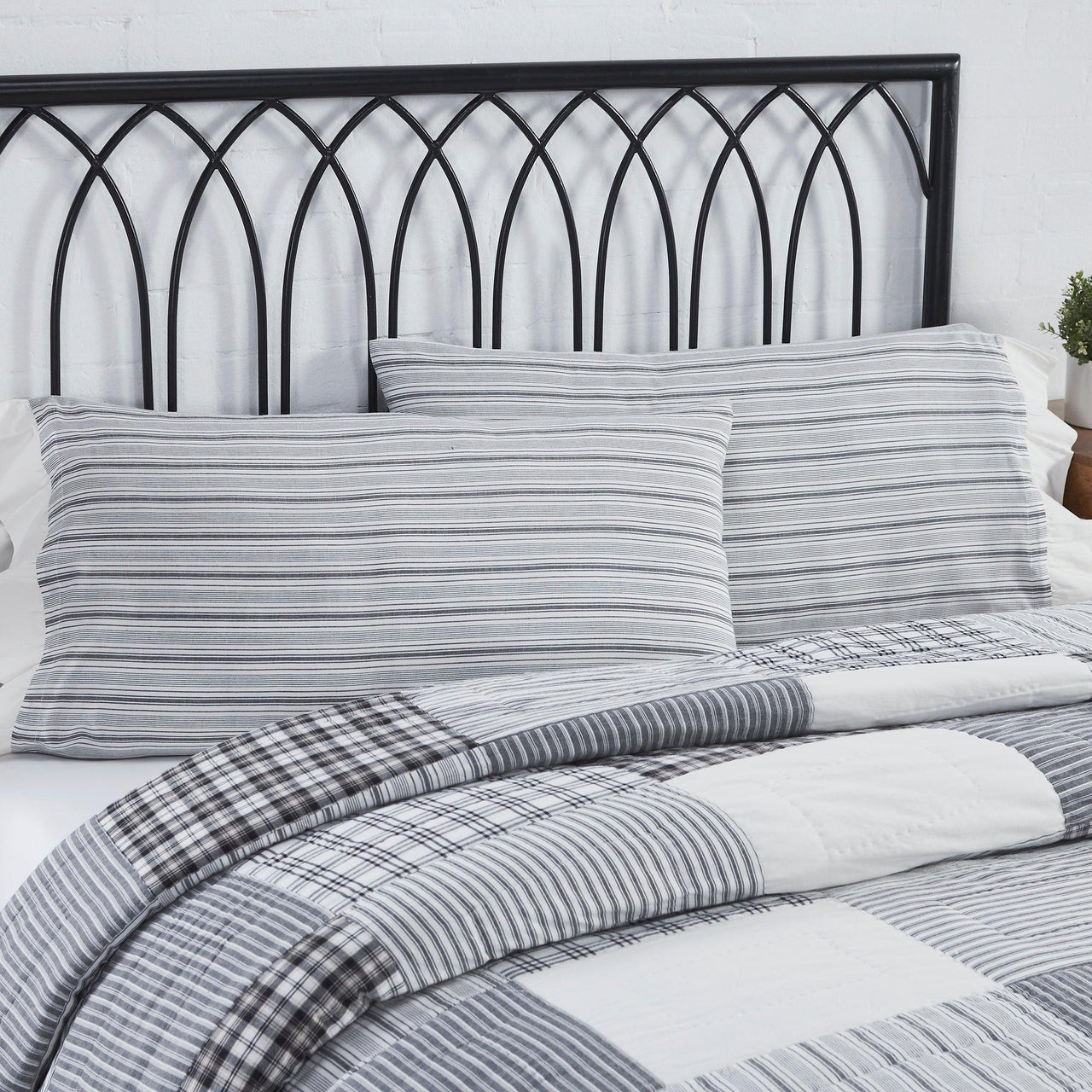 Sawyer Mill Black Ruffled King Pillow Case Set of 2 21x36+4 VHC Brands - The Fox Decor