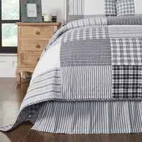 Thumbnail for Sawyer Mill Black Ticking Stripe Queen Bed Skirt 60x80x16 VHC Brands