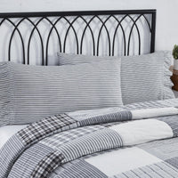 Thumbnail for Sawyer Mill Black Ruffled Ticking Stripe King Pillow Case Set of 2 21x36+4 VHC Brands